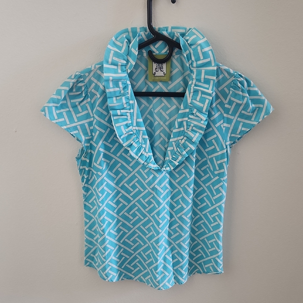 Elizabeth Ruffled Blouse in Eden Turquoise by Elizabeth McKay
